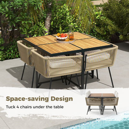 43.5 Inch 4-Person Square Patio Dining Table, Natural Patio Dining Tables at Gallery Canada
