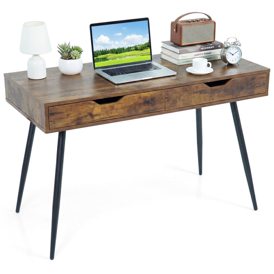 43.5 Inch Computer Desk, 2 Drawers, Walnut Computer Desks Walnut at Gallery Canada