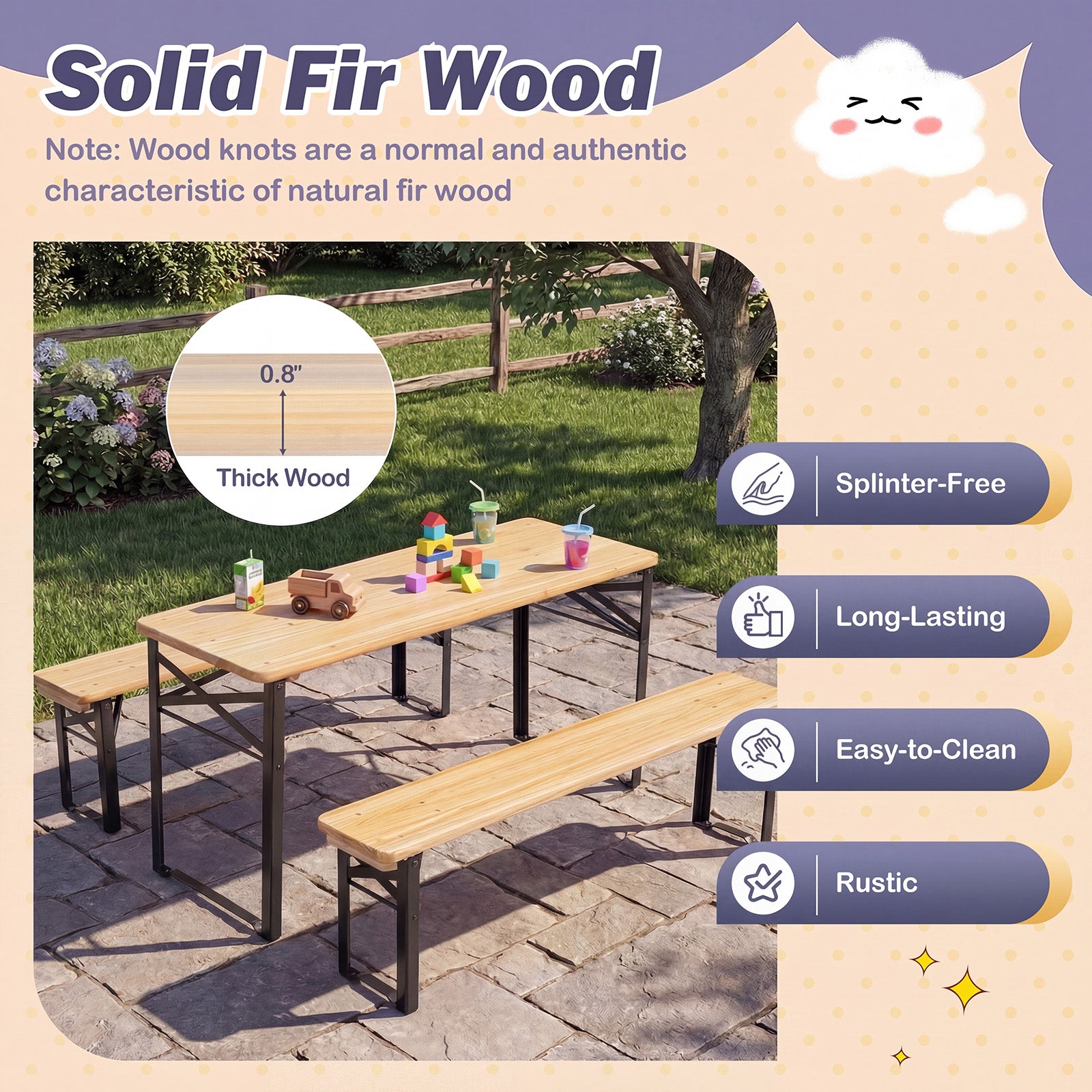 43.5 Inch Folding Kids Picnic Table And Bench Set, Black Kids Table & Chair Sets at Gallery Canada