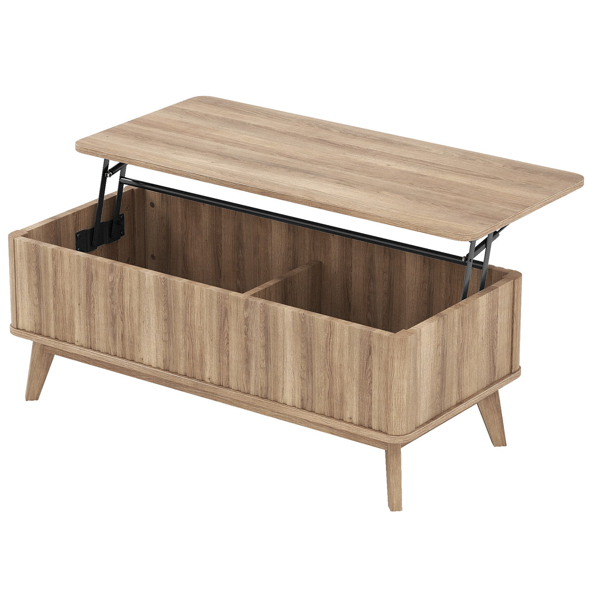 43.5" Rectangle Wooden Fluted Lift Top Coffee Table, Walnut Coffee Tables at Gallery Canada