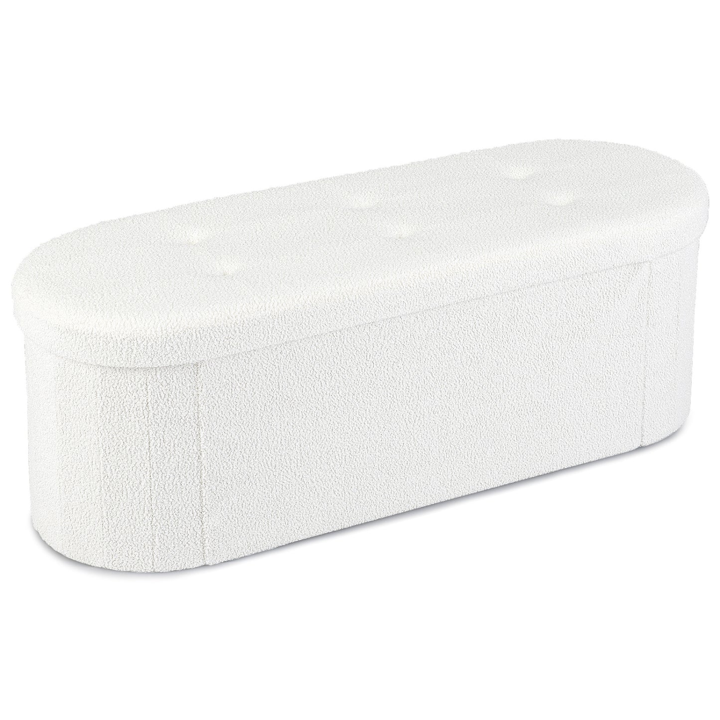 Folding Teddy Storage Ottoman Bench, 43", Beige