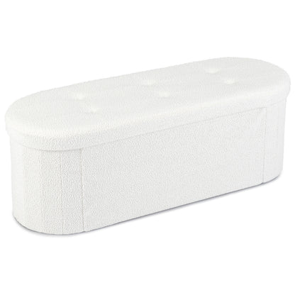 Folding Teddy Storage Ottoman Bench, 43", Beige