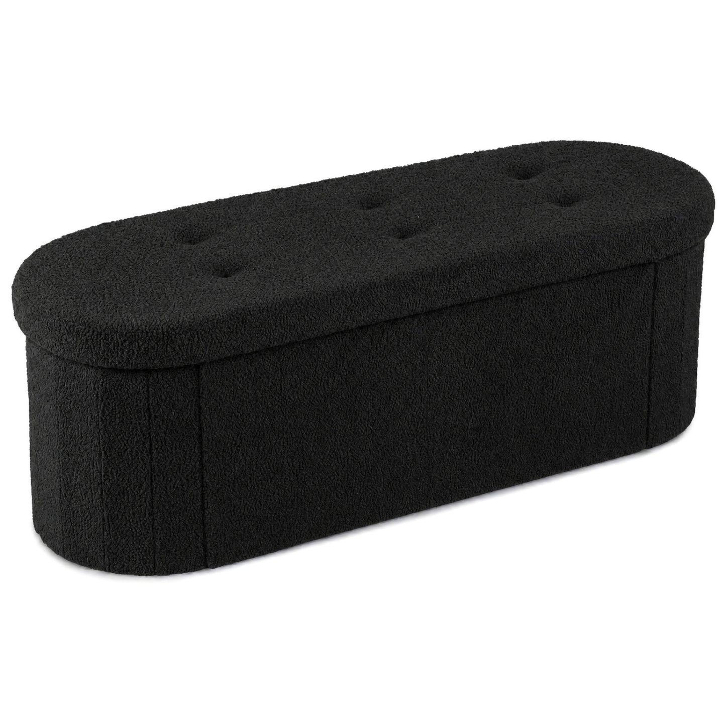 Pouf coffre de rangement Teddy pliable avec séparateurs, 43", noir