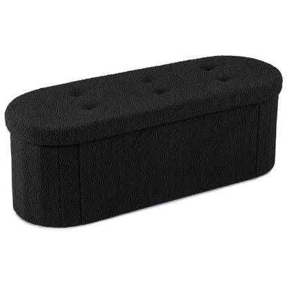 Pouf coffre de rangement Teddy pliable avec séparateurs, 43", noir