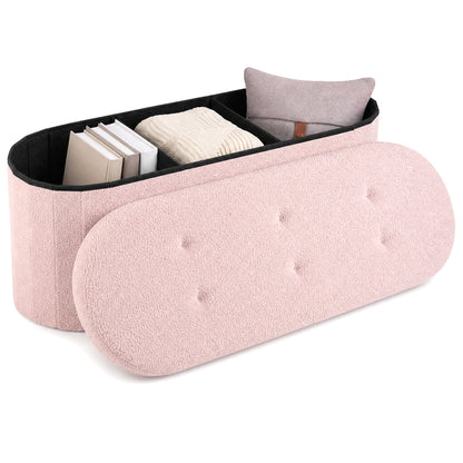 Folding Teddy Storage Bench with Dividers, 43", Pink