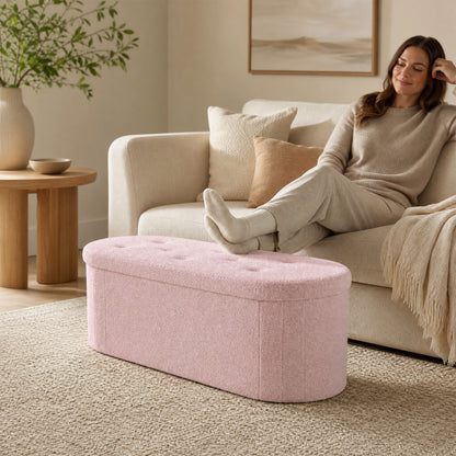 Folding Teddy Storage Bench with Dividers, 43", Pink