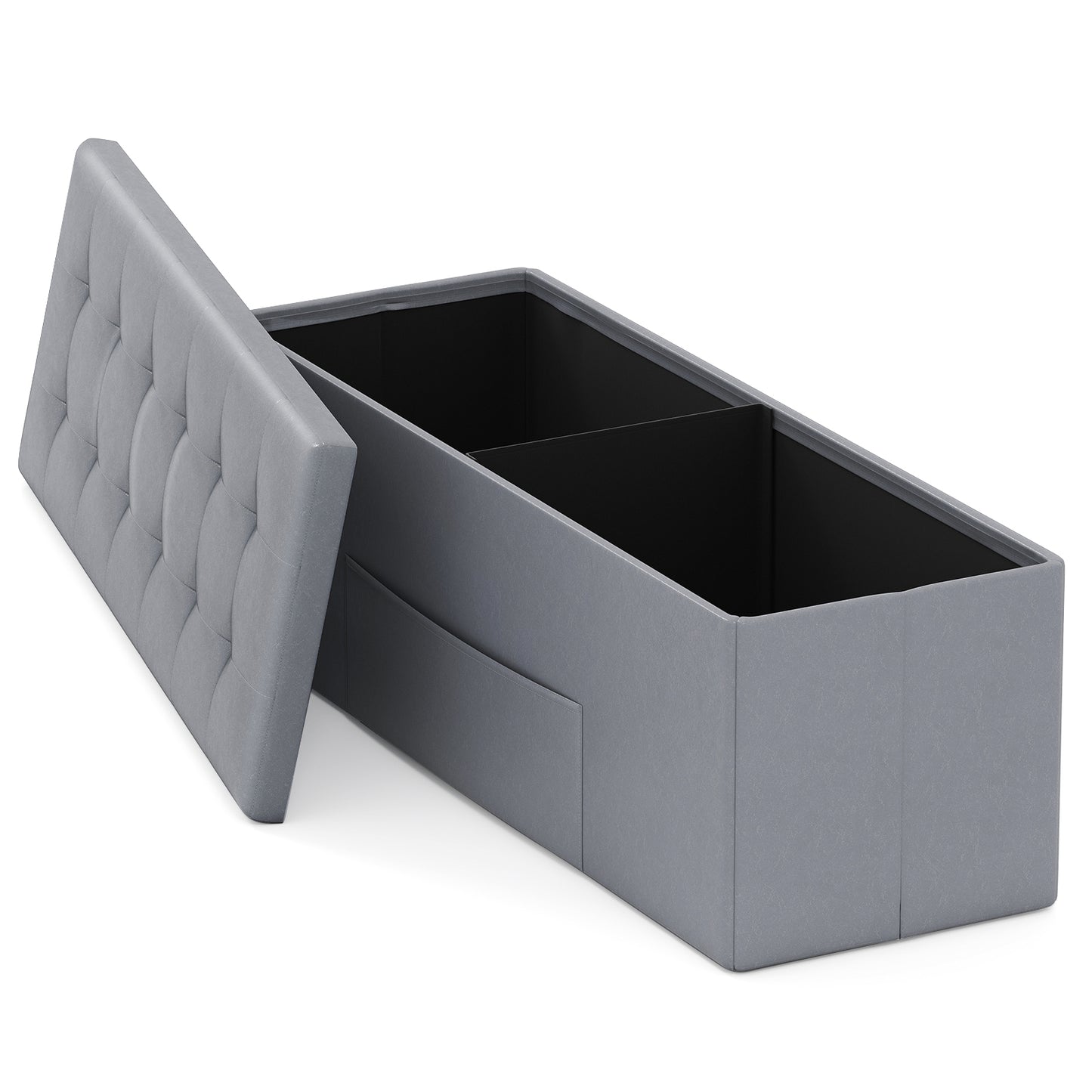 43 Inches Folding Storage Ottoman Bench, Gray Shoe Racks & Storage Benches at Gallery Canada