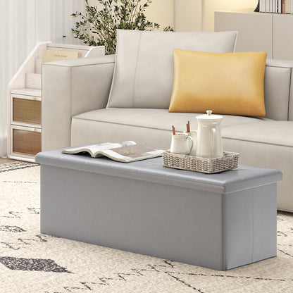 43 Inches Folding Storage Ottoman Bench, Gray Shoe Racks & Storage Benches at Gallery Canada