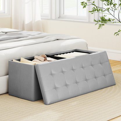 43 Inches Folding Storage Ottoman Bench, Gray Shoe Racks & Storage Benches at Gallery Canada