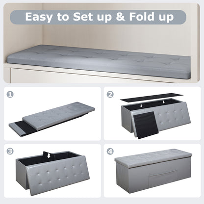 43 Inches Folding Storage Ottoman Bench, Gray Shoe Racks & Storage Benches at Gallery Canada