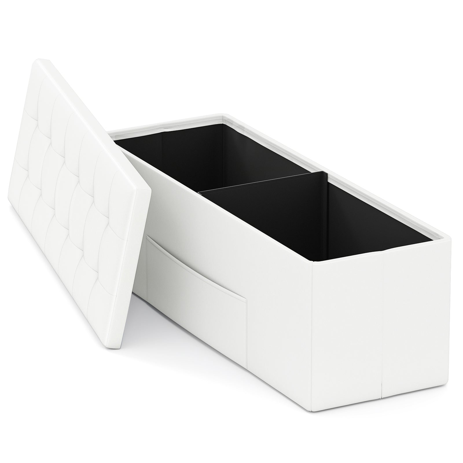 43 Inches Folding Storage Ottoman Bench, White Shoe Racks & Storage Benches at Gallery Canada