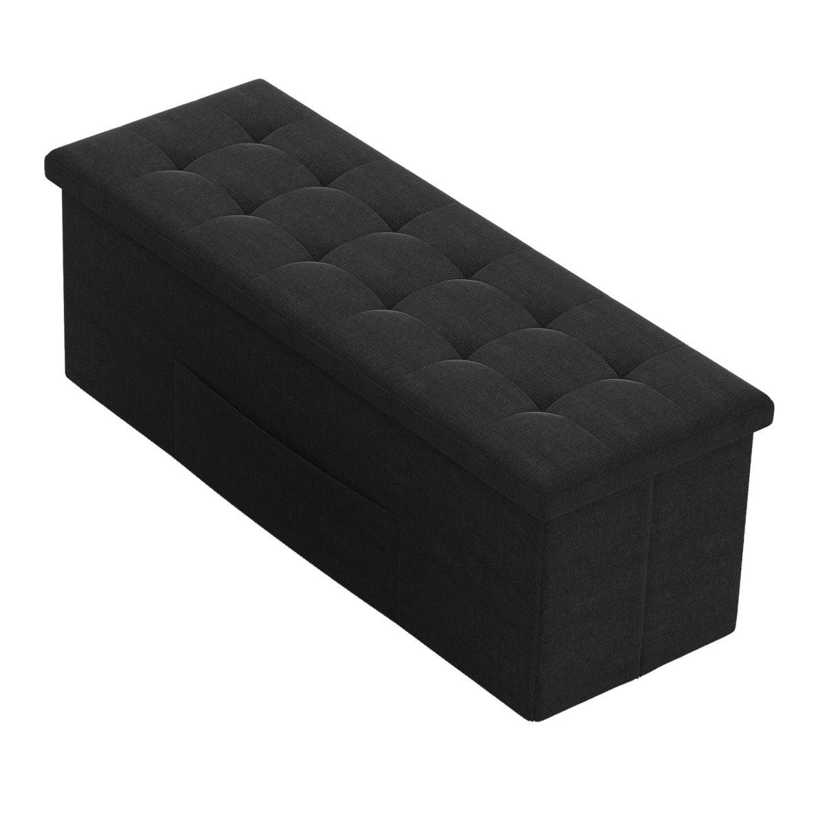 43 Inches Folding Storage Ottoman Bench with Padded Seat, Black Shoe Racks & Storage Benches Black at Gallery Canada