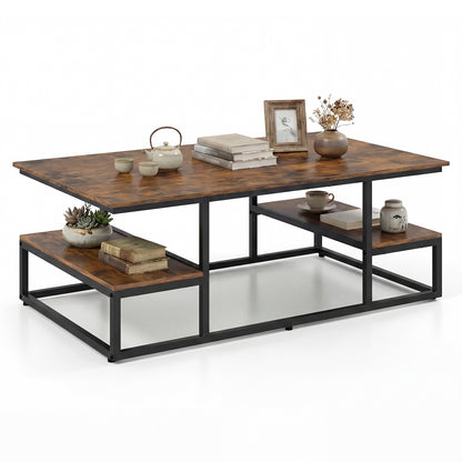 43" Rectangle Coffee Table With Storage, Open Shelves, Brown Coffee Tables at Gallery Canada