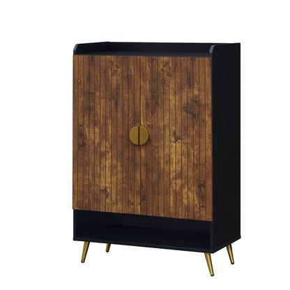 44" Tall Shoe Storage Cabinet, 7-Tier Doors, Adjustable Shelves, Rustic Brown Shoe Racks & Storage Benches Rustic Brown at Gallery Canada