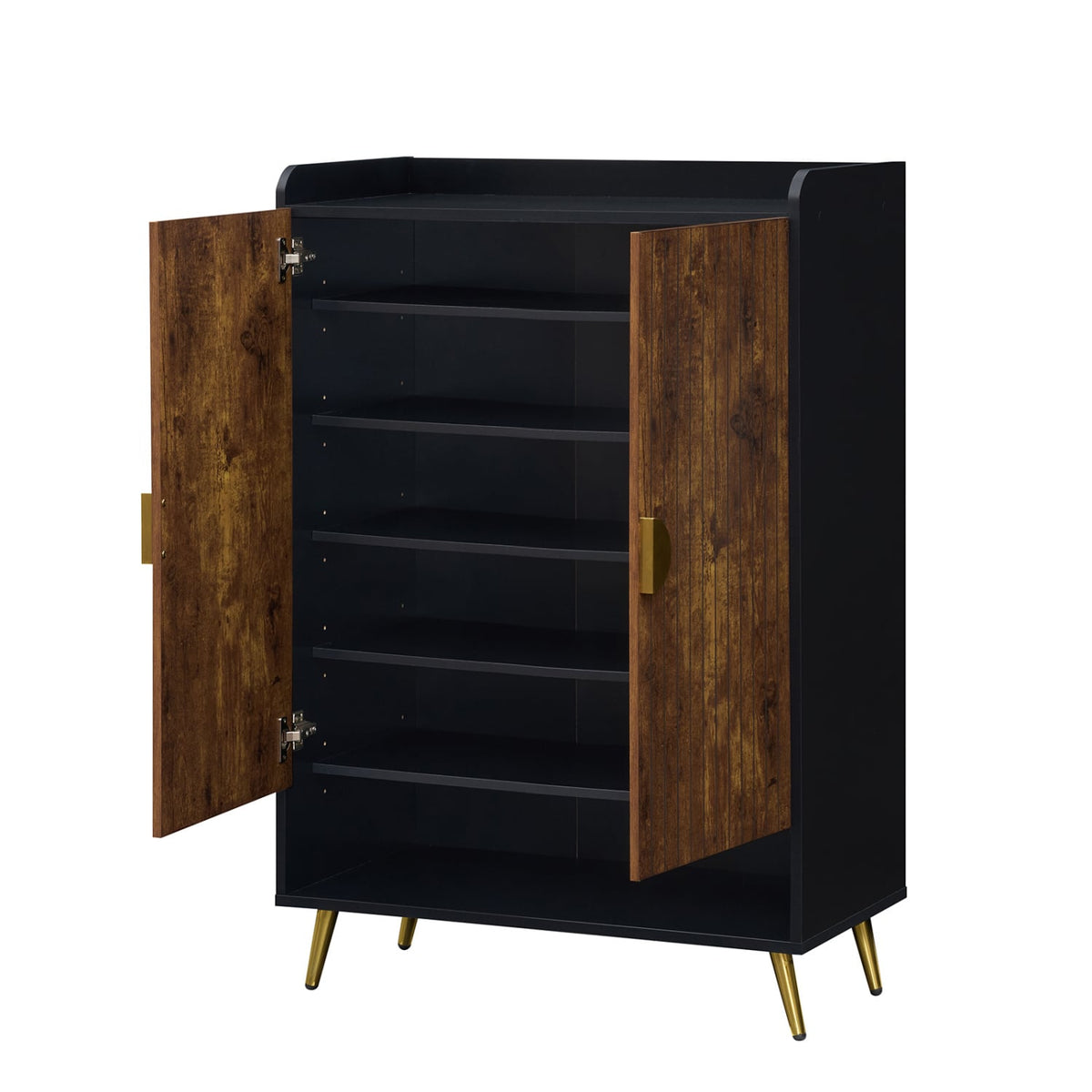 44" Tall Shoe Storage Cabinet, 7-Tier Doors, Adjustable Shelves, Rustic Brown Shoe Racks & Storage Benches at Gallery Canada