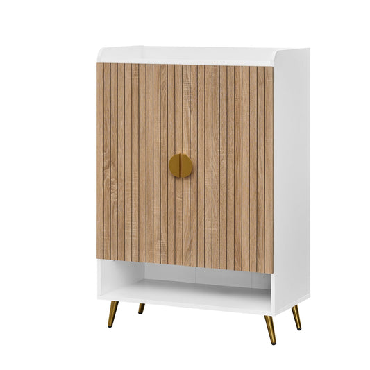 44" Tall Shoe Storage Cabinet, 7-Tier Doors, Adjustable Shelves Shoe Racks & Storage Benches Natural at Gallery Canada
