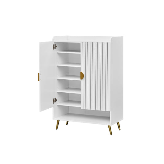 44" Shoe Storage Cabinet, 7-Tier, Adjustable Shelves, White Shoe Racks & Storage Benches White at Gallery Canada