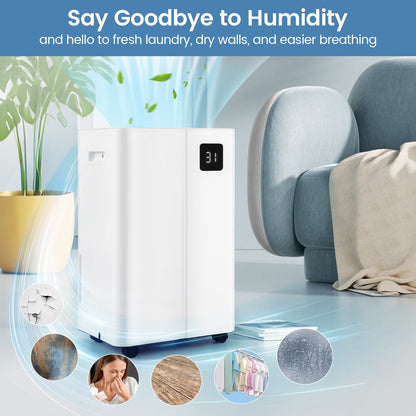 54 Pints Dehumidifier, 4500 Sq.Ft, 3 Modes, White Dehumidifiers at Gallery Canada