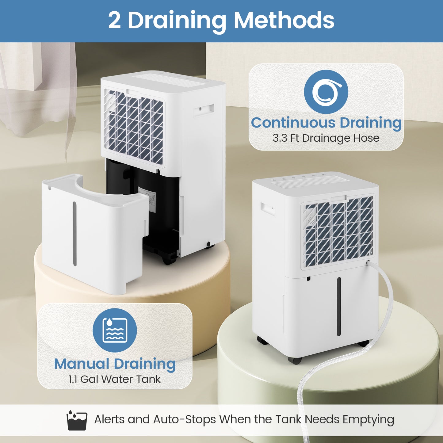 54 Pints Dehumidifier, 4500 Sq.Ft, 3 Modes, White Dehumidifiers at Gallery Canada