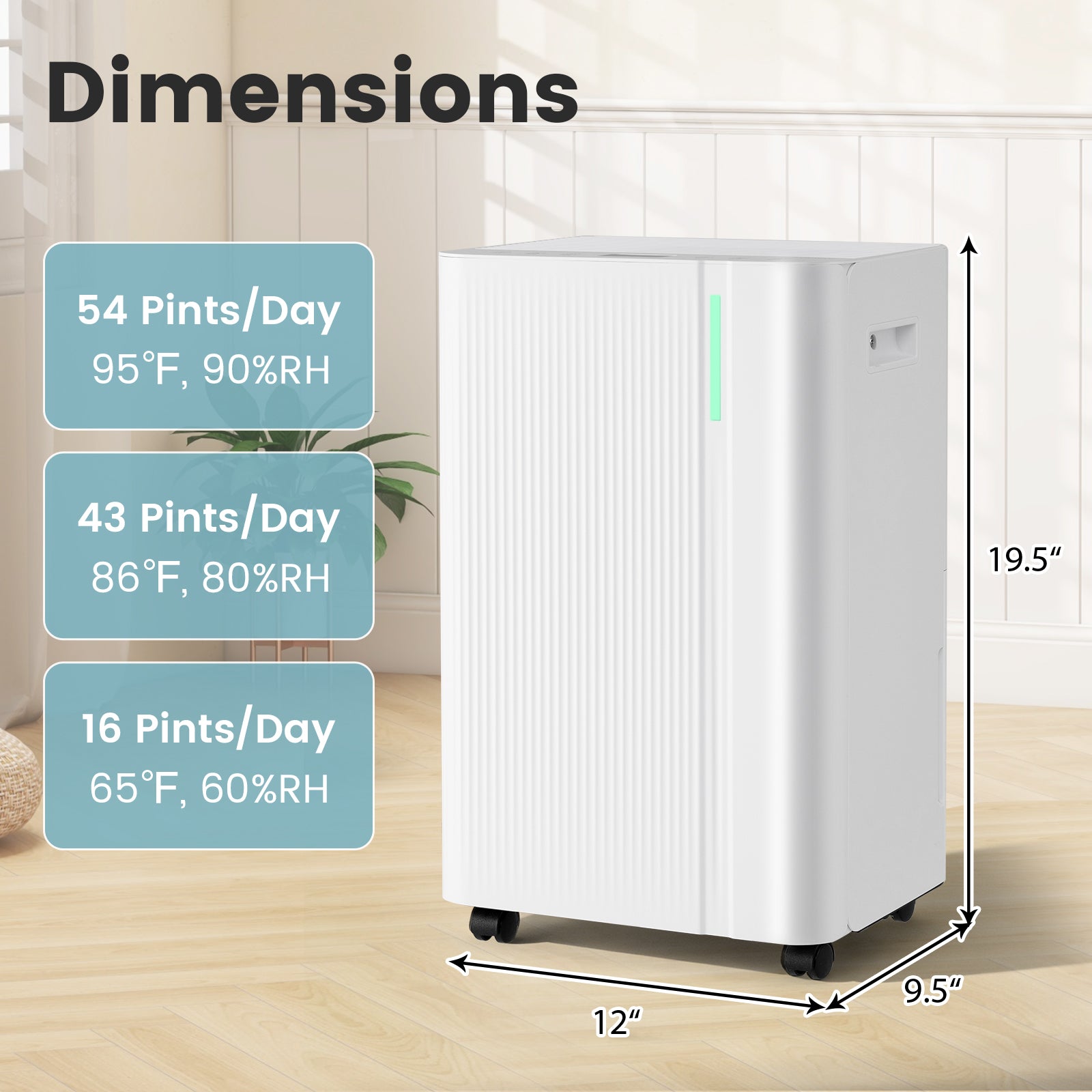 4500 Sq.Ft 54 Pints Dehumidifier, With Drain Hose, White Dehumidifiers at Gallery Canada