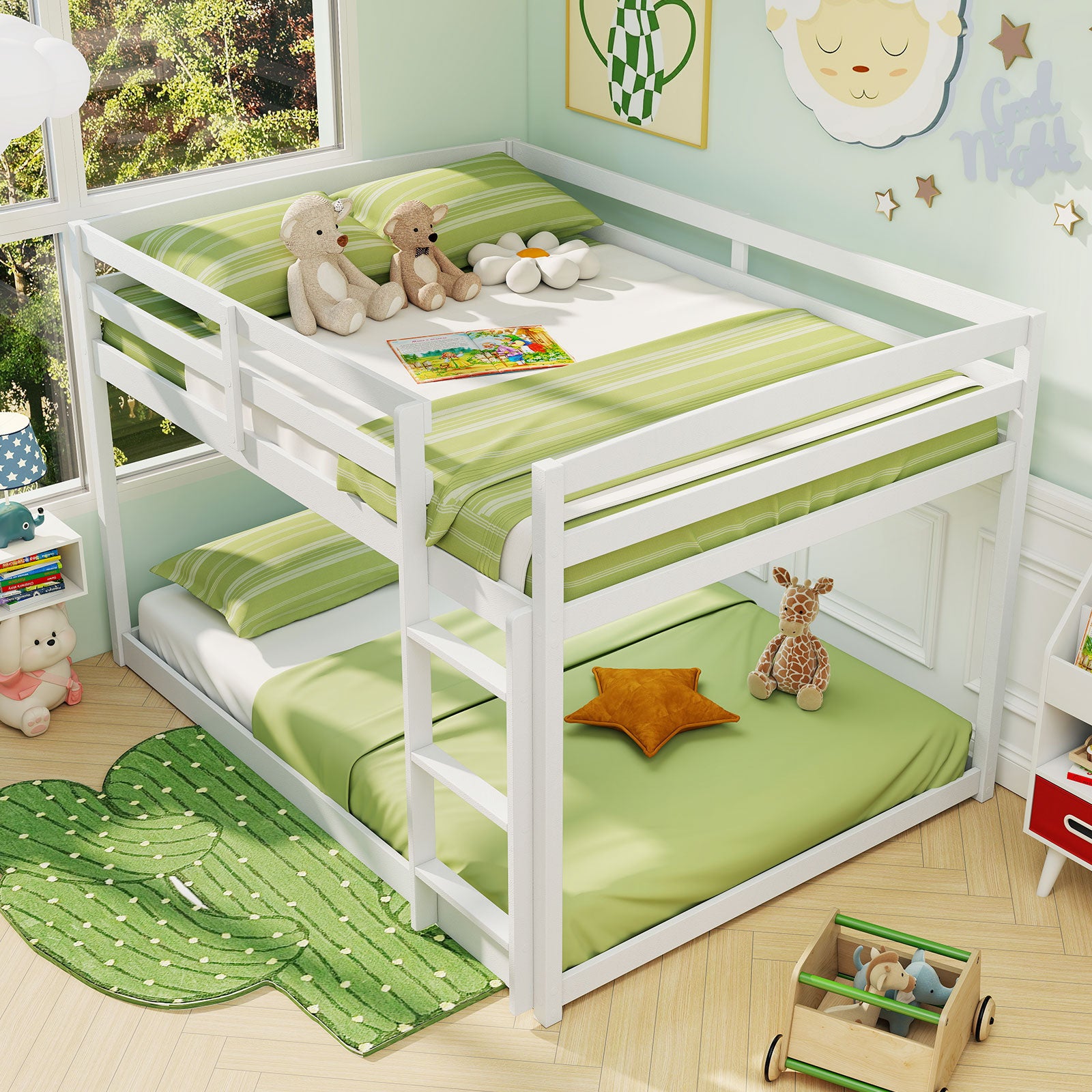 Full Over Full Bunk Bed, Low To Ground, White Bunk Bed Frame at Gallery Canada