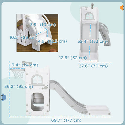 Toddler Slide, Basketball Hoop, Climber, Telescope, Storage Basket, 1-3 Years, Grey Gym Sets & Swings at Gallery Canada