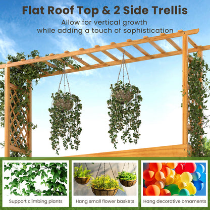 45 Inch Wooden Raised Garden Bed With Lattice Trellis, Natural Raised Garden Beds at Gallery Canada