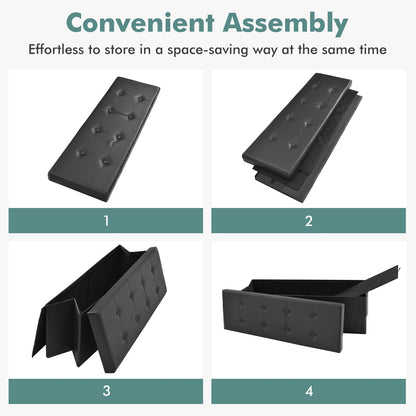 45 Inches Large Folding Ottoman Storage Seat, Black Shoe Racks & Storage Benches at Gallery Canada