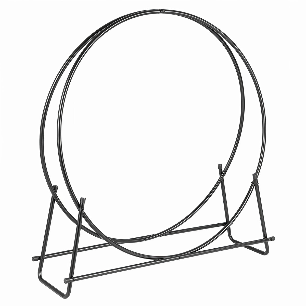 45" Round Firewood Rack, Metal Frame Log Storage Black at Gallery Canada