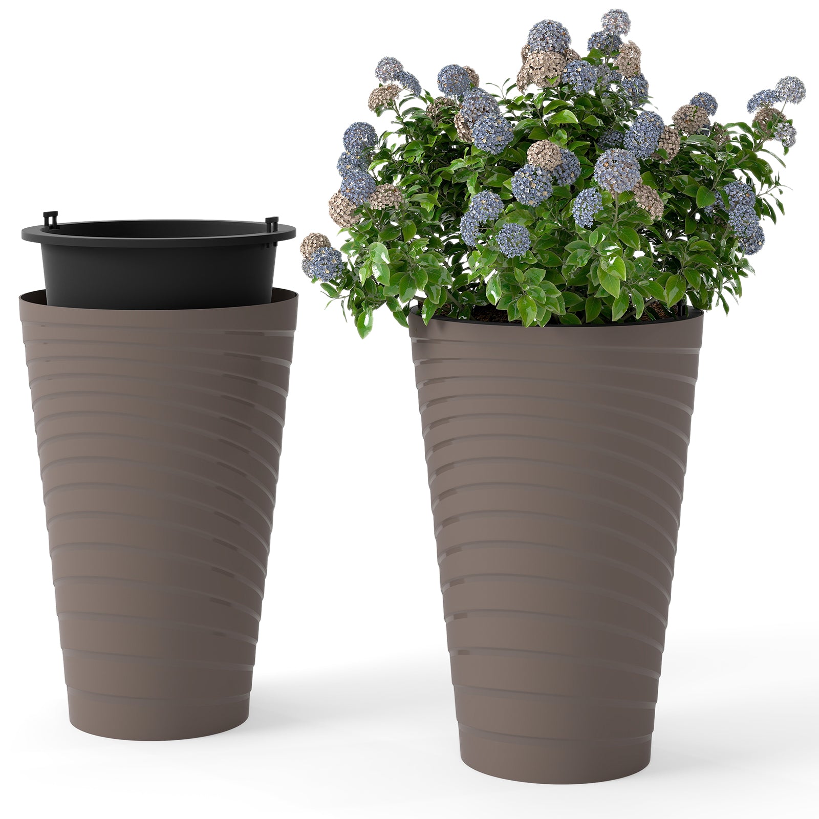 45 cm Tall Flower Pot Set Of 2, Brown Faux Plants Brown at Gallery Canada
