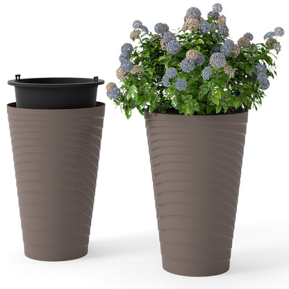 45 cm Tall Flower Pot Set Of 2, Brown Faux Plants Brown at Gallery Canada