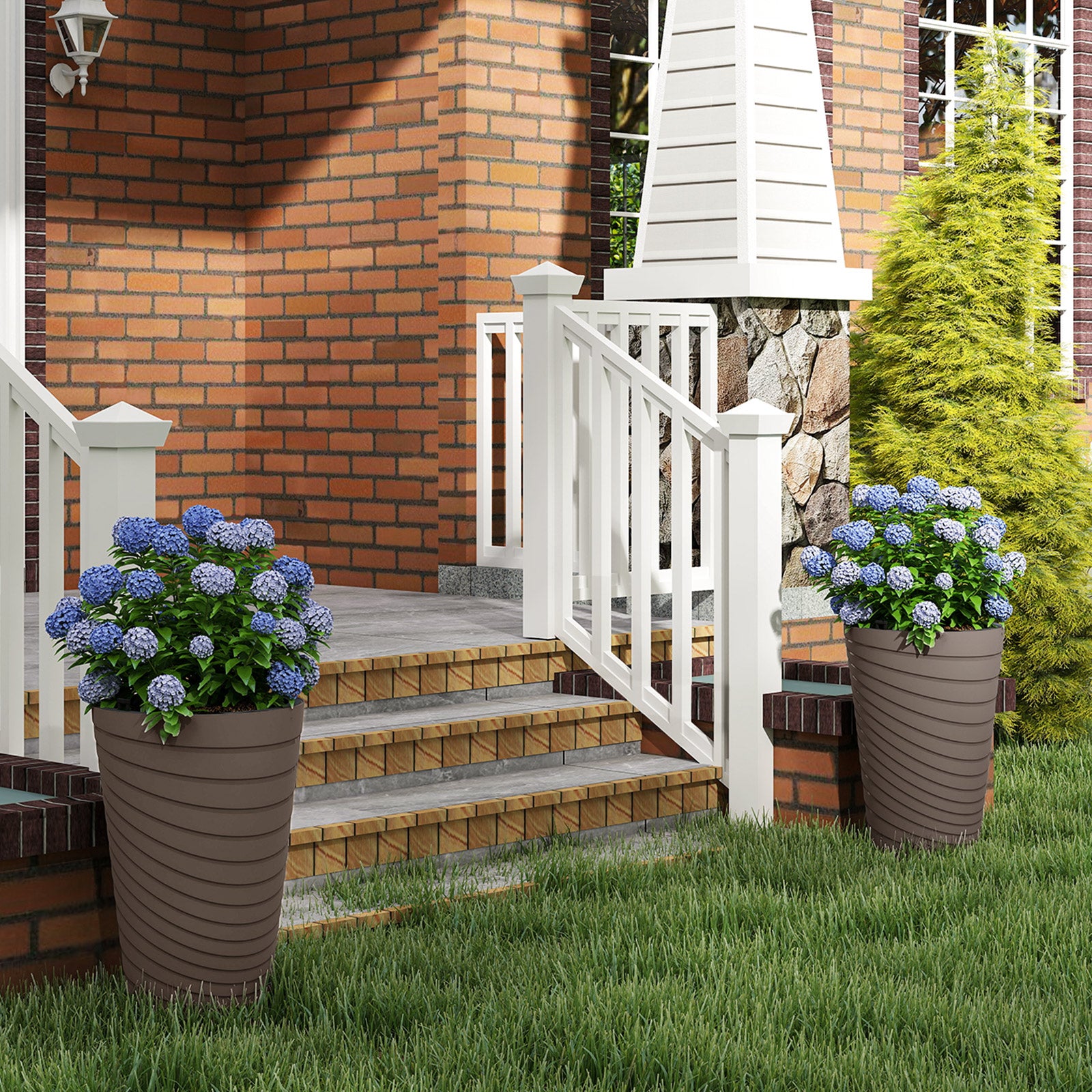 45 cm Tall Flower Pot Set Of 2, Brown Faux Plants at Gallery Canada