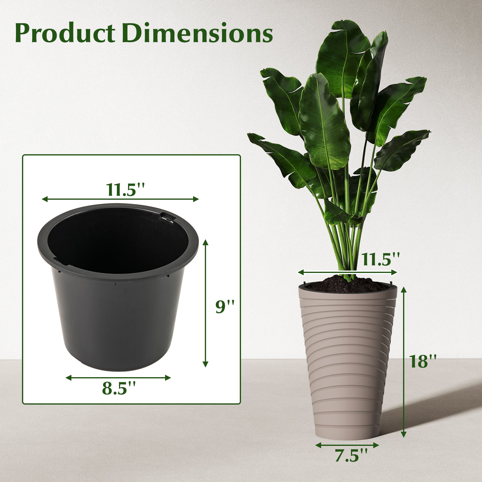 45 cm Tall Flower Pot Set Of 2, Brown Faux Plants at Gallery Canada