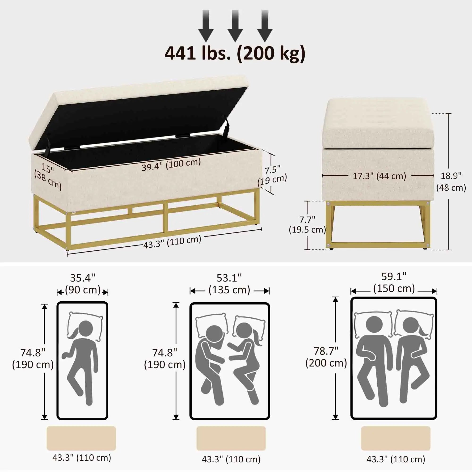 Linen Storage Ottoman Bench With Flip Top, Beige Storage Ottomans & Benches at Gallery Canada