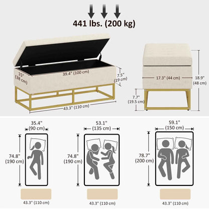 Linen Storage Ottoman Bench With Flip Top, Beige Storage Ottomans & Benches at Gallery Canada