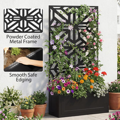 Metal Raised Garden Bed With Trellis For Climbing Plants, 53x22x66 In Galvanized Planter Boxes at Gallery Canada