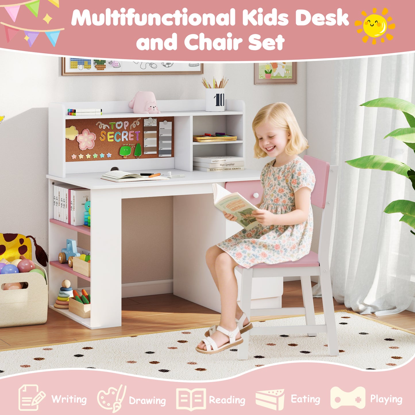 Kids Desk And Chair Set With Hutch, Pink Kids Table & Chair Sets at Gallery Canada