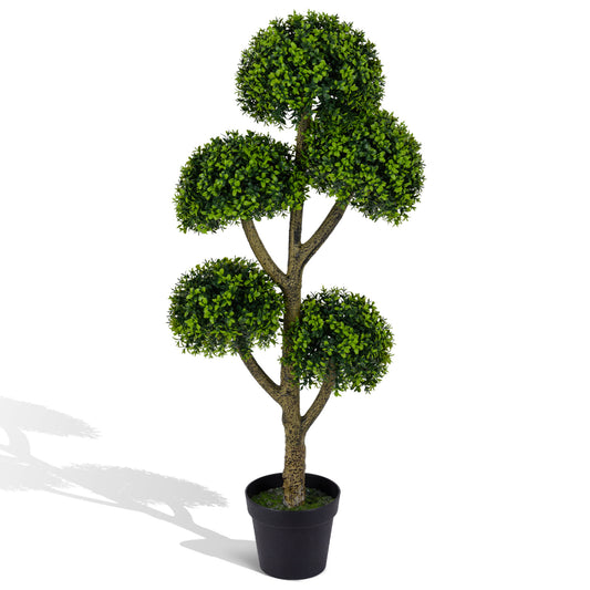 46-Inch Artificial Boxwood Topiary Tree, 5 Ball-Shaped Topiaries Faux Plants Options at Gallery Canada