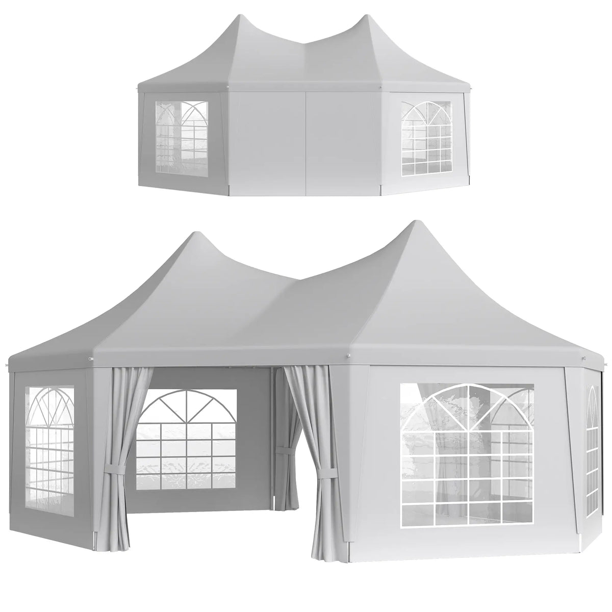 16' x 22' White High Peak Octagonal Wedding Tent, Removable Walls, White