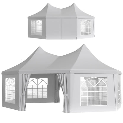 16' x 22' White High Peak Octagonal Wedding Tent, Removable Walls, White