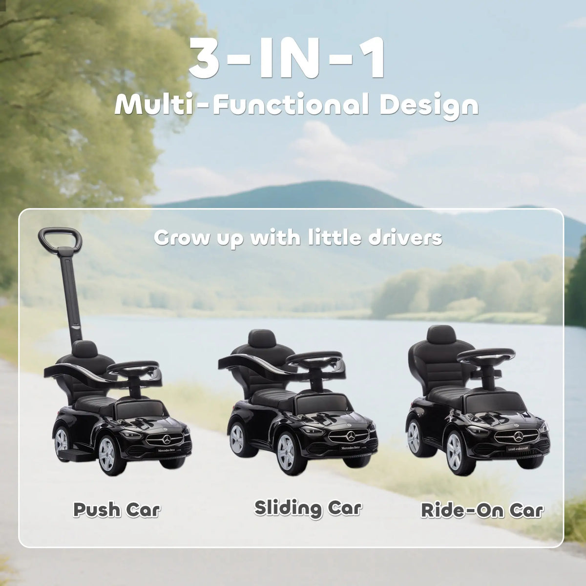 2-in-1 Sliding Walking Car for Toddlers, Black Push Cars for Toddlers at Gallery Canada