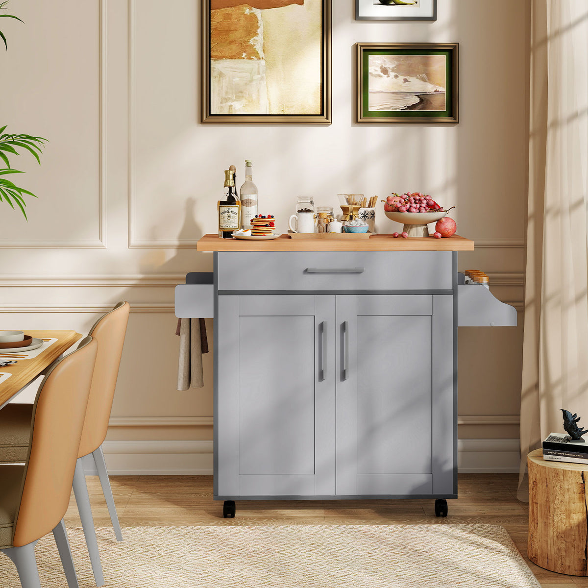 Rolling Kitchen Island Cart, Gray Kitchen Islands & Carts at Gallery Canada