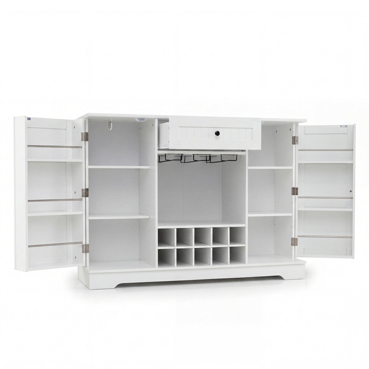 47.2 In Sideboard Cabinet, 10-Bottle Wine Rack, White Sideboards Cabinets & Buffets White at Gallery Canada