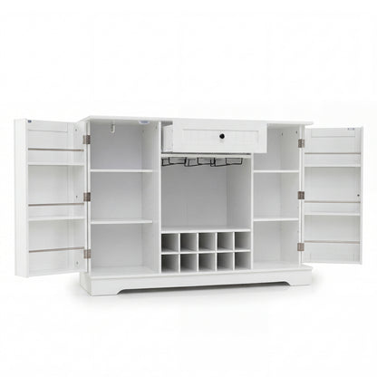 47.2 In Sideboard Cabinet, 10-Bottle Wine Rack, White Sideboards Cabinets & Buffets White at Gallery Canada