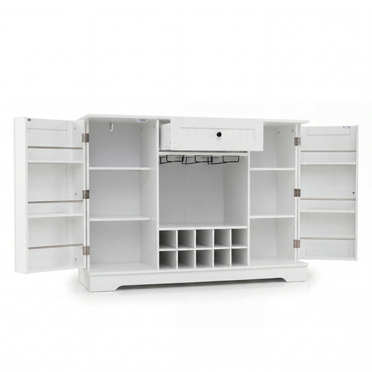 47.2 In Sideboard Cabinet, 10-Bottle Wine Rack, White Sideboards Cabinets & Buffets White at Gallery Canada