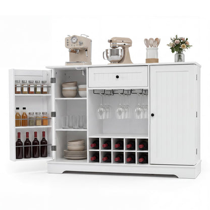 47.2 In Sideboard Cabinet, 10-Bottle Wine Rack, White Sideboards Cabinets & Buffets at Gallery Canada