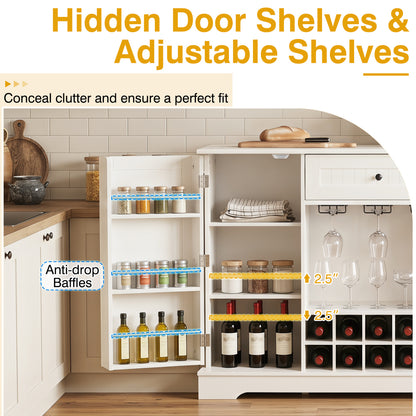 47.2 In Sideboard Cabinet, 10-Bottle Wine Rack, White Sideboards Cabinets & Buffets at Gallery Canada