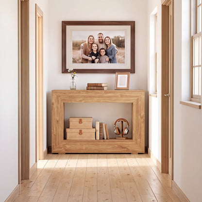 47" 2-Tier Farmhouse Console Table with Shelf, Natural