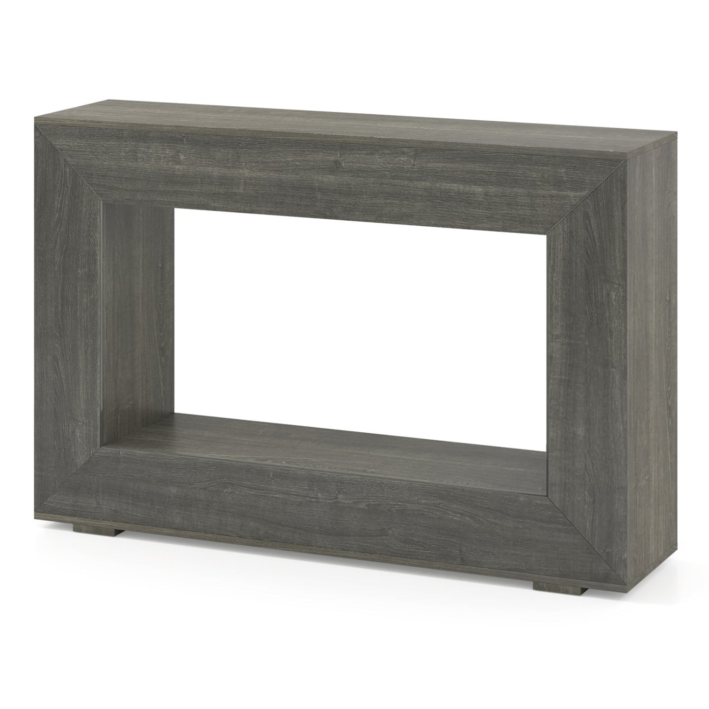 2-Tier Farmhouse Console Table, Open Storage Shelf, Oak