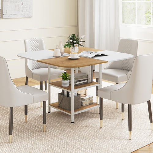 47.5 inch Modern Dining Table  Square Kitchen Table with Mix-colored Tabletop, Natural